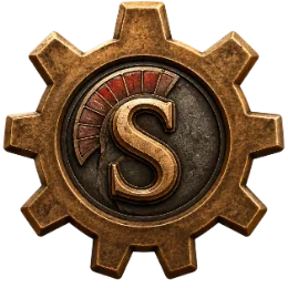 Engranaje de bronce con emblema S para SEO técnico